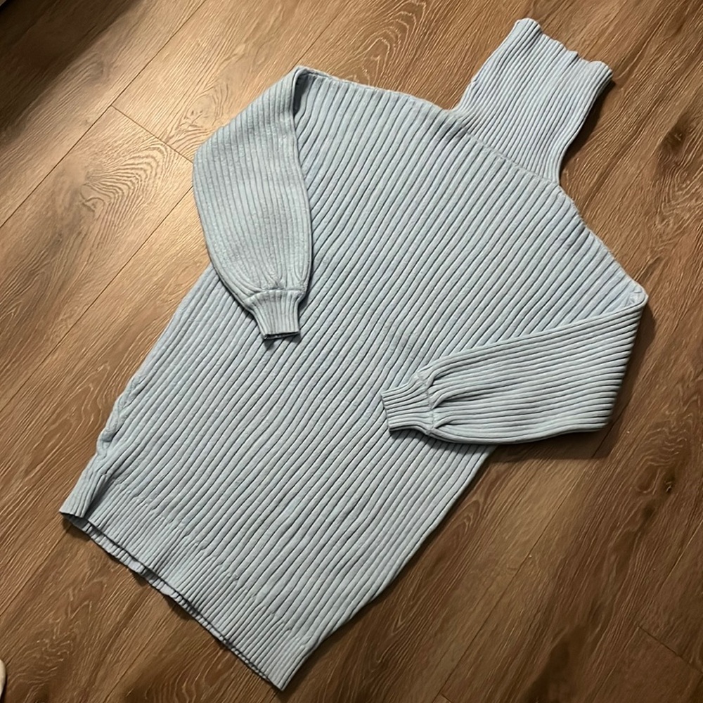 Blue sweater dress